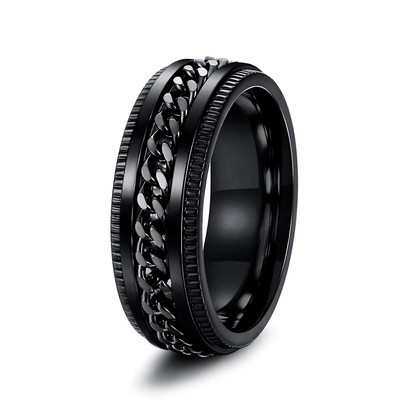 Moodne 8 mm roostevabast terasest keti keerutaja Fidget Sõrmused naistele Meeste Vintage Norra Viking Runes Sõrmused Retro Amult Ehted Kingitused