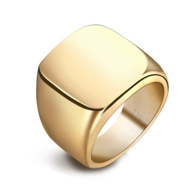 Modes vīriešu melni gludi nerūsējošā tērauda gredzeni spīdīgi kvadrātveida zīmogu gredzeni hiphop punk vīriešu kāzu ballīšu rotaslietas vairumtirdzniecība