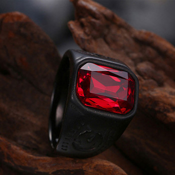 Μόδα Κόκκινη Πέτρα Κρυστάλλινα Μαύρα Δαχτυλίδια Δάχτυλα για Άντρες Γυναικεία Γοτθική Πανκ Δαχτυλίδι γάμου Χονδρική πώληση κοσμημάτων