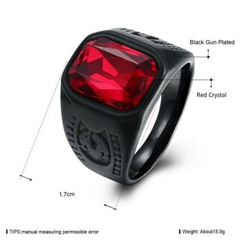 Μόδα Κόκκινη Πέτρα Κρυστάλλινα Μαύρα Δαχτυλίδια Δάχτυλα για Άντρες Γυναικεία Γοτθική Πανκ Δαχτυλίδι γάμου Χονδρική πώληση κοσμημάτων