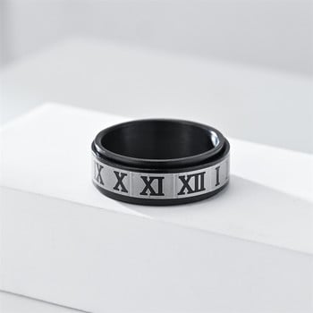 Μόδα ανοξείδωτα δαχτυλίδια άγχους 8 χιλιοστών για άντρες Γυναικείες πανκ ρωμαϊκοί αριθμοί Spinner δαχτυλίδι κατά του στρες Unisex κοσμήματα μπάντα γάμου