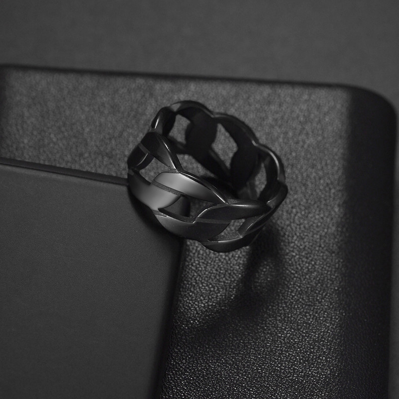 Modes 8 mm panku kuba ķēdes gredzeni vīriešiem sievietēm 3 krāsu forši vīriešu nerūsējošā tērauda gredzeni hiphop stresa apģērbi Rock Biker rotaslietas