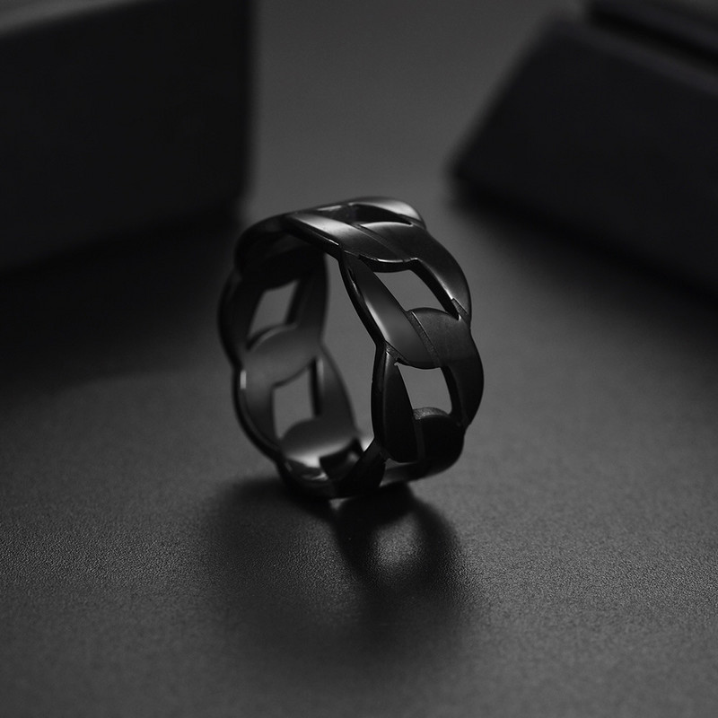 Modes 8 mm panku kuba ķēdes gredzeni vīriešiem sievietēm 3 krāsu forši vīriešu nerūsējošā tērauda gredzeni hiphop stresa apģērbi Rock Biker rotaslietas