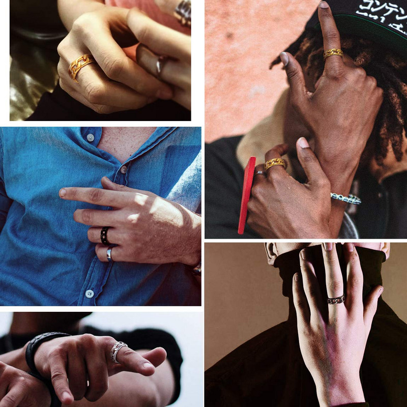 Modes 8 mm panku kuba ķēdes gredzeni vīriešiem sievietēm 3 krāsu forši vīriešu nerūsējošā tērauda gredzeni hiphop stresa apģērbi Rock Biker rotaslietas