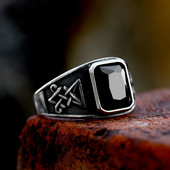 Inele vintage punk din oțel inoxidabil Lucifer Satana pentru bărbați incrustați inele de piatră cu zirconiu negru HipHop bărbați bijuterii rock biker