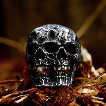 Gothic Punk Demon Doubleheaded Ghost Skull Rings for Men 316L από ανοξείδωτο ατσάλι Skull Ring Hiphop Motorcycle Rock Biker Jewelry