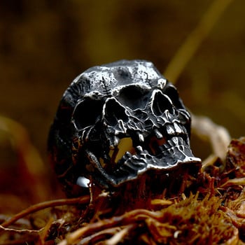 Gothic Punk Demon Doubleheaded Ghost Skull Rings for Men 316L από ανοξείδωτο ατσάλι Skull Ring Hiphop Motorcycle Rock Biker Jewelry