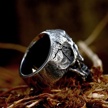 Gothic Punk Demon Doubleheaded Ghost Skull Rings for Men 316L από ανοξείδωτο ατσάλι Skull Ring Hiphop Motorcycle Rock Biker Jewelry