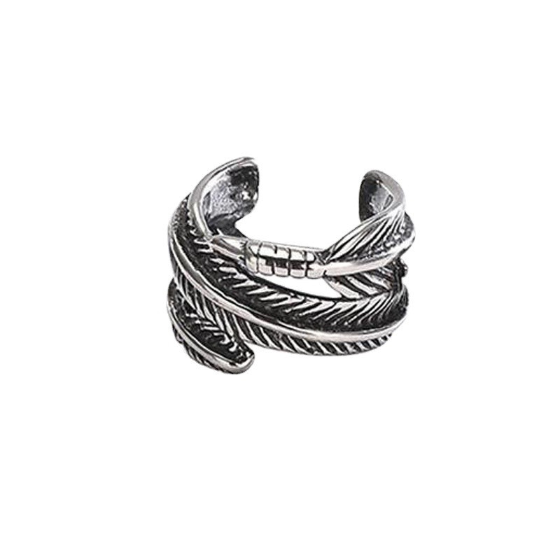 Vintage hõbedane sulgedega kõrvaklamber meestele Moodne isiksus allergiavaba kõrvaklamber tiiva kõrvaklamber