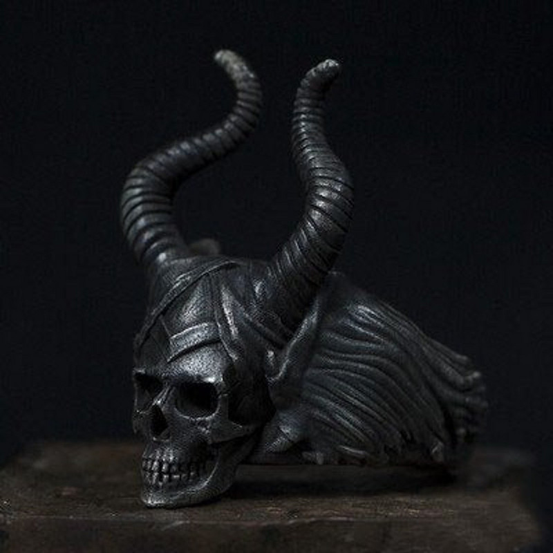 Vintage Satanic Demon Skull Ring για άνδρες Gothic Punk Cool Ανδρικό δαχτυλίδι από ανοξείδωτο ατσάλι Hiphop Rock Biker Party Δώρο για αυτόν
