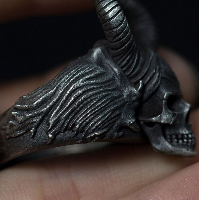 Vintage Satanic Demon Skull Ring για άνδρες Gothic Punk Cool Ανδρικό δαχτυλίδι από ανοξείδωτο ατσάλι Hiphop Rock Biker Party Δώρο για αυτόν
