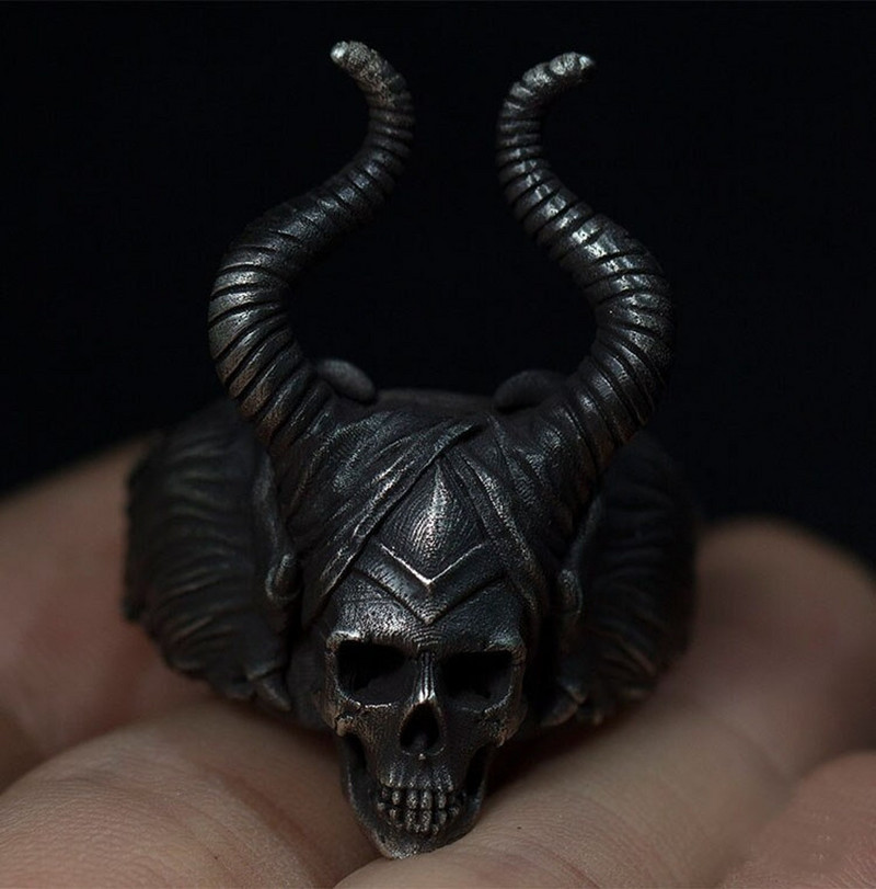 Vintage Satanic Demon Skull Ring για άνδρες Gothic Punk Cool Ανδρικό δαχτυλίδι από ανοξείδωτο ατσάλι Hiphop Rock Biker Party Δώρο για αυτόν