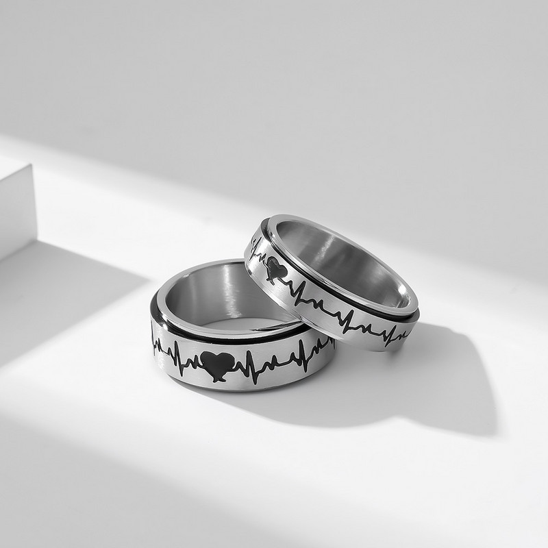 2022. gada modes nerūsējošā tērauda sirdspuksti pāra gredzeni sievietēm vīriešiem, satraukums, vērpējs, gredzens, kāzu ballīte, rotaslietas, aksesuāri, dāvanas