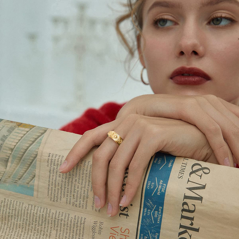 Modes nerūsējošā tērauda gredzens sievietēm vīriešiem Sun Moon Star Spinner Gredzeni stresu mazinoši nemieru gredzeni kāzu joslas rotaslietas