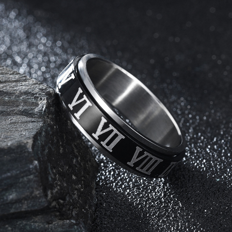 Menő rozsdamentes acél szorongásos gyűrűk férfiaknak női római számok csillag Hold fonó láncgyűrűk Retro Amult viking rúna ékszerek
