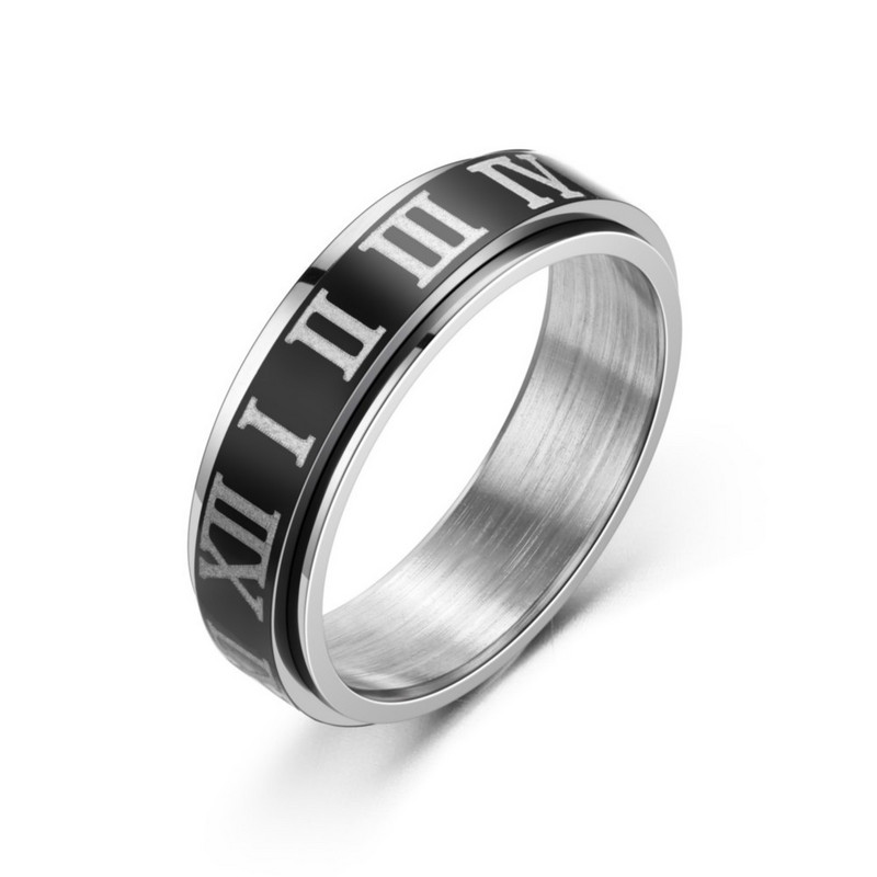 Menő rozsdamentes acél szorongásos gyűrűk férfiaknak női római számok csillag Hold fonó láncgyűrűk Retro Amult viking rúna ékszerek