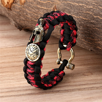 Nordic Outdoor Spartan Warrior Helmet Lanyard Гривни Мъжки Антични Викинги Аксесоари Survival Paracord Bangles homme Handmade