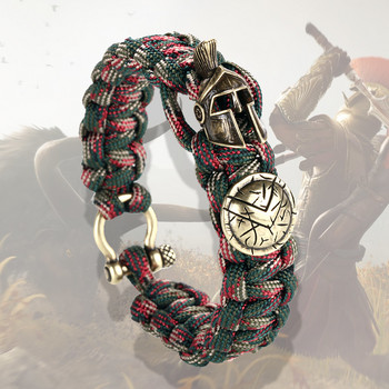 Nordic Outdoor Spartan Warrior Helmet Lanyard Гривни Мъжки Антични Викинги Аксесоари Survival Paracord Bangles homme Handmade