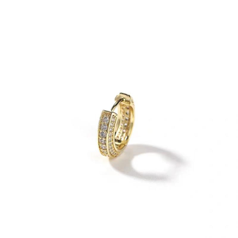 Hip Hop Iced Out Hoop auskarai Kubinis cirkonis Huggie Hipoalerginiai auskarai Repo roko papuošalai vyrams ir moterims