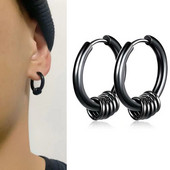 Nerūsējošā tērauda apaļi apļveida auskari sievietēm un vīriešiem Moderni ģeometriski apaļi auskari ar stīpām Aksesuāri