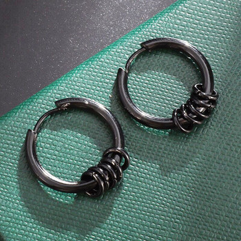 Кръгли кръгли обеци от неръждаема стомана за жени и мъже Модерни геометрични кръгли обеци с халки Аксесоари