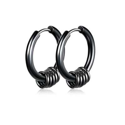 Nerūsējošā tērauda apaļi apļveida auskari sievietēm un vīriešiem Moderni ģeometriski apaļi auskari ar stīpām Aksesuāri