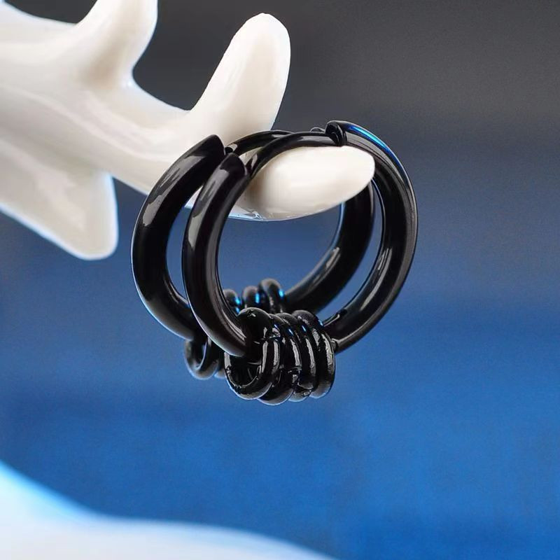 Nerūsējošā tērauda apaļi apļveida auskari sievietēm un vīriešiem Moderni ģeometriski apaļi auskari ar stīpām Aksesuāri