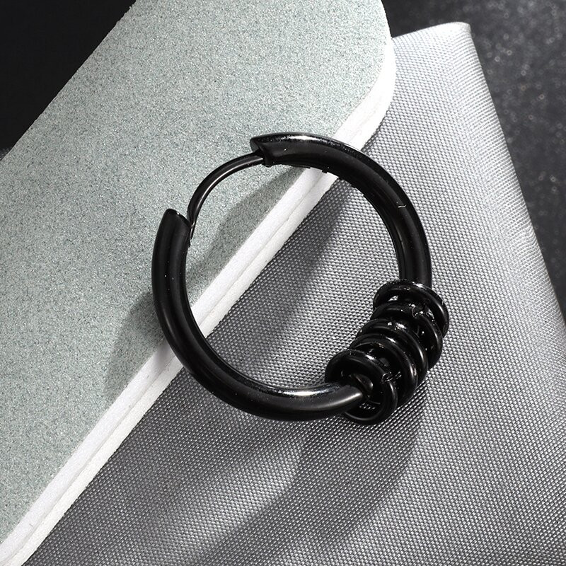 Nerūsējošā tērauda apaļi apļveida auskari sievietēm un vīriešiem Moderni ģeometriski apaļi auskari ar stīpām Aksesuāri