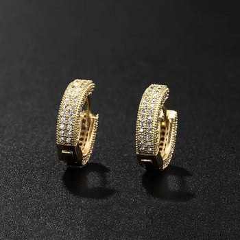 Iced Out Cz Hoop Earrings Висок клас мъжки хипоалергенни обеци за мъже и жени Хип-хоп рок рапър бижута аксесоари