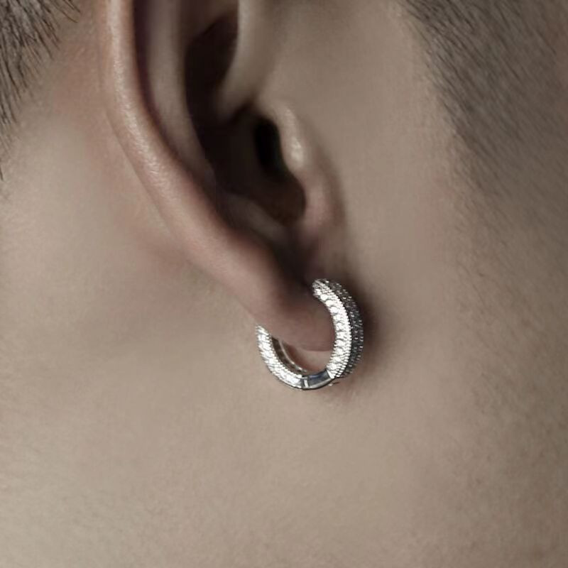 Iced Out Cz Hoop naušnice Vrhunske muške hipoalergenske naušnice za muškarce i žene Hip Hop Rock Rapper Nakit Dodaci