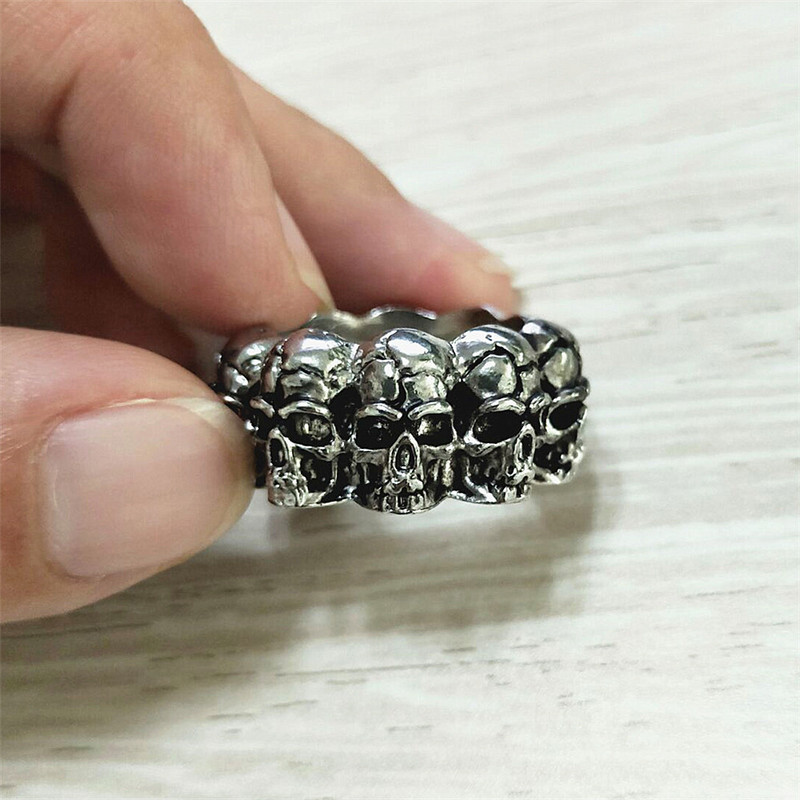 Jaunums vīriešu gredzenu motociklu modes panku stils pilna apļa galvaskausa galva radoša dāvana rotaslietas ballīte panku skelets vairumtirdzniecība