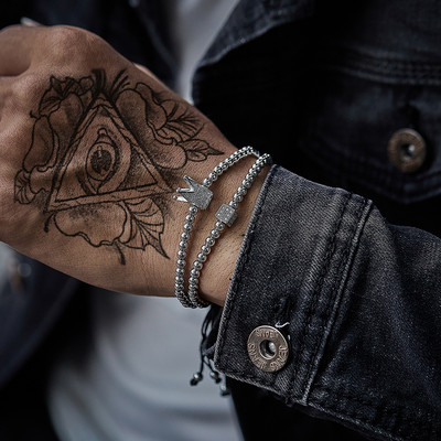 2 kom./set Muška narukvica s krunskim šarmom, duga cijev, Pave CZ pletena makrame zlatna narukvica od perli za muškarce, nakit, poklon