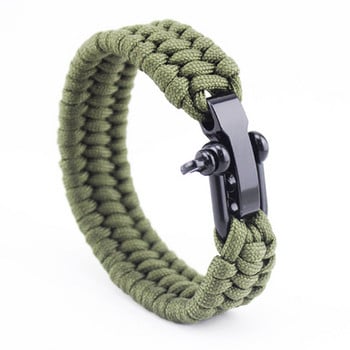 Къмпинг на открито Paracord Survival Плетено въже Гривна Мъжки черна неръждаема стомана Регулируема закопчалка Pulsera Hombre