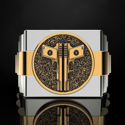 Izuzetan prsten od imitacije pištolja, prsten od legure, prsten za poliranje, motocikl, kauboj, biciklist, punk, muškarci, žene, cool prsten