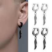 Σκούρο γοτθικό μαύρο φτερό σκουλαρίκια από ατσάλι τιτανίου για άνδρες Γυναικεία αξεσουάρ κοσμημάτων μόδας Hiphop Rock Punk Χονδρική