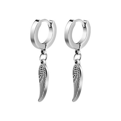 Σκούρο γοτθικό μαύρο φτερό σκουλαρίκια από ατσάλι τιτανίου για άνδρες Γυναικεία αξεσουάρ κοσμημάτων μόδας Hiphop Rock Punk Χονδρική