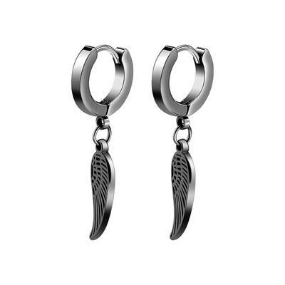 Σκούρο γοτθικό μαύρο φτερό σκουλαρίκια από ατσάλι τιτανίου για άνδρες Γυναικεία αξεσουάρ κοσμημάτων μόδας Hiphop Rock Punk Χονδρική
