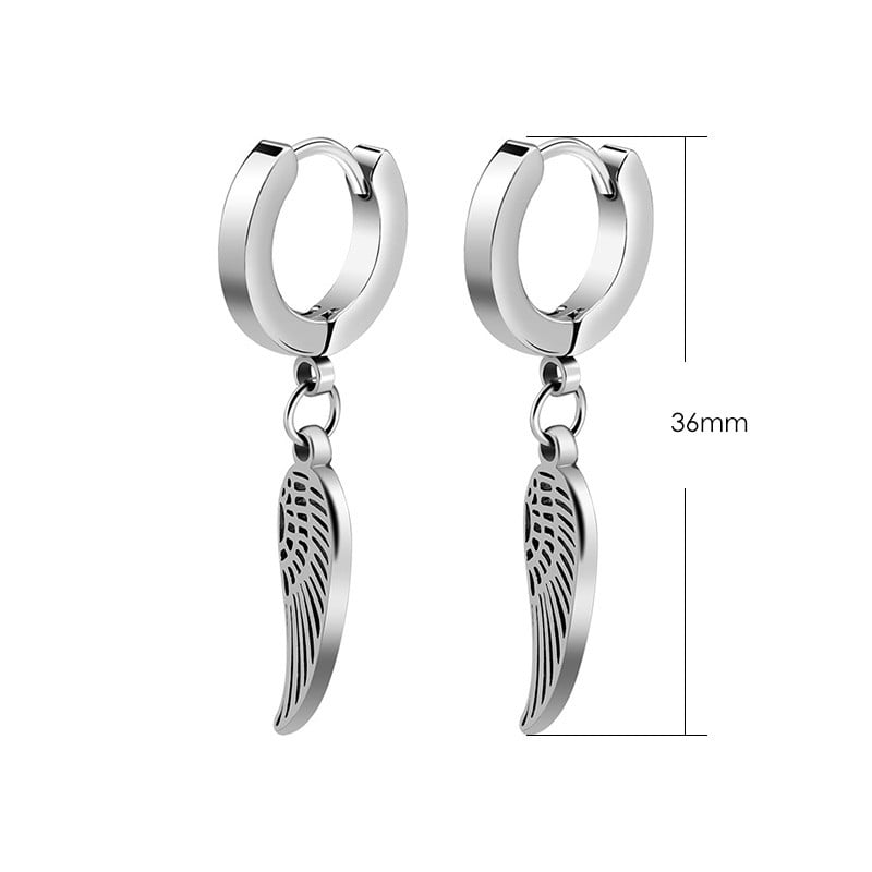 Σκούρο γοτθικό μαύρο φτερό σκουλαρίκια από ατσάλι τιτανίου για άνδρες Γυναικεία αξεσουάρ κοσμημάτων μόδας Hiphop Rock Punk Χονδρική