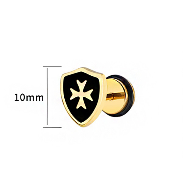 Vintage Titanium Cross Shield Stud Stud Auskari Vīriešiem Nerūsējošā tērauda eļļas pilināmā Mes` Auskari Punk Gothic Juvelierizstrādājumu aksesuāri Dāvana