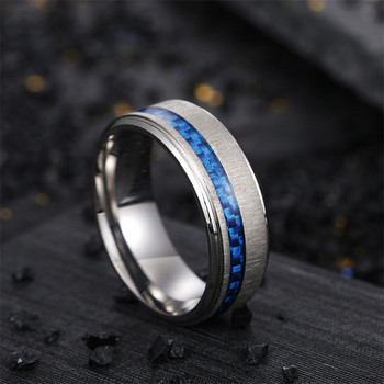 Двойни пръстени от неръждаема стомана Европейски и американски висококачествени бижута Мъжки сватбени златни сини райета Гланцови сватбени пръстени