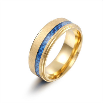 Ανοξείδωτα δαχτυλίδια για ζευγάρια Ευρωπαϊκά και αμερικανικά κοσμήματα υψηλής ποιότητας Ανδρικά χρυσά μπλε ριγέ γυαλιστερά γαμήλια δαχτυλίδια