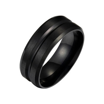 8MM широк среден жлеб матиран мъжки пръстен от неръждаема стомана Европейски и американски популярни прости висококачествени нови бижута