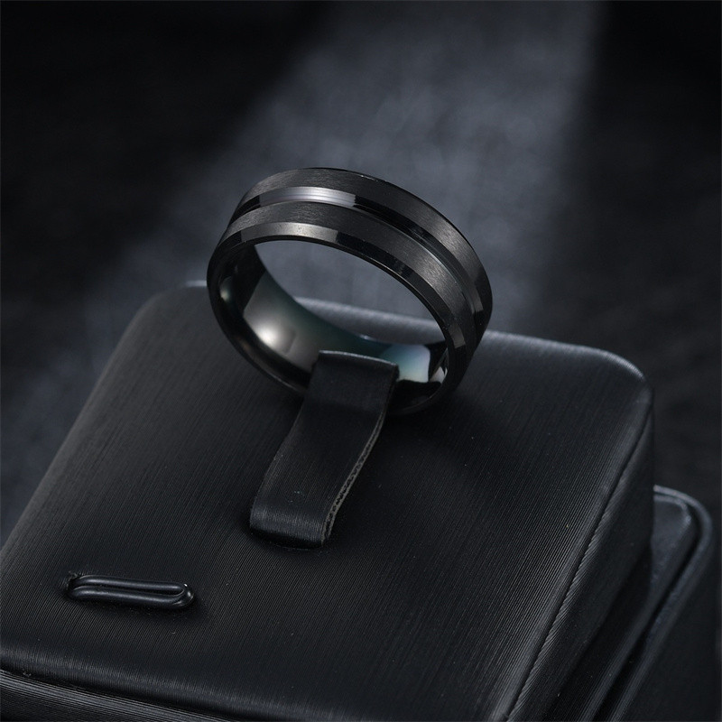 8 MM plats, vidus gropes matēts vīriešu nerūsējošā tērauda gredzens Eiropā un Amerikā, populāri, vienkārši augstas kvalitātes jauni rotaslietas