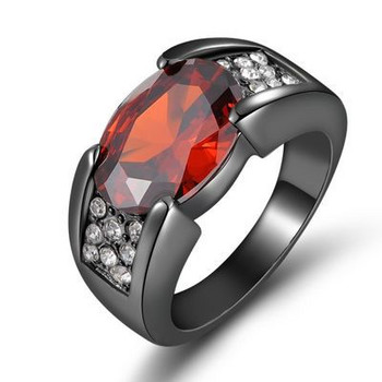 Milangirl Инкрустиран с циркон черни кръстосани пръстени за мъже Червен лилав кристал Бижута на едро Юбилей