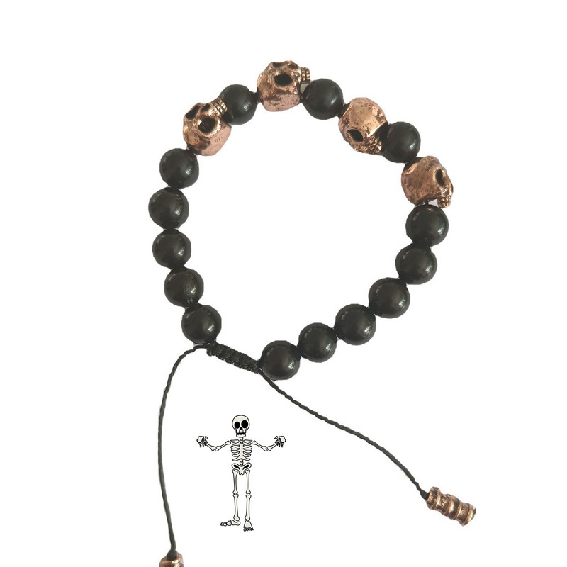 Tumši vintage stila šausmu galvaskauss, melnas krelles, šarms vīriešu rokassprādzes paziņojums Steampunk gotikas aksesuāri sievietēm Modes rotaslietas