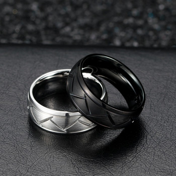 Ανδρικό βουρτσισμένο δαχτυλίδι από τιτάνιο από ανοξείδωτο ατσάλι Titanium Steel Slash Curved καθαρό μαύρο δαχτυλίδι μόδας Ανδρικά κοσμήματα Hot