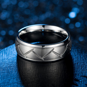 Ανδρικό βουρτσισμένο δαχτυλίδι από τιτάνιο από ανοξείδωτο ατσάλι Titanium Steel Slash Curved καθαρό μαύρο δαχτυλίδι μόδας Ανδρικά κοσμήματα Hot