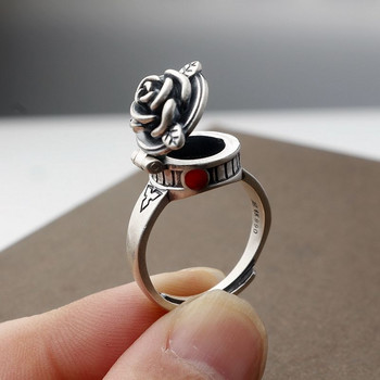 Ευρωπαϊκό και αμερικανικό ρυθμιζόμενο δαχτυλίδι ρετρό ασημένιο κόσμημα Προσωπικότητα τριαντάφυλλο άνοιγμα Γυναικεία εξαίσια κομψά κοσμήματα