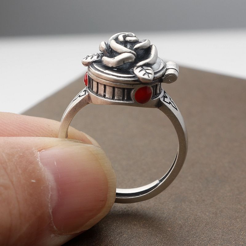 Europski i američki podesivi prsten, retro srebrni nakit, osobnost, ruža koja se otvara, dame, izuzetan, elegantan nakit