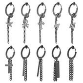 1 tk Trendikas roostevabast terasest ümmargune kõrvaklamber Unisex titaanist terasest läbistamata risti ketiklambriga kõrvarõnga paari tarvikud